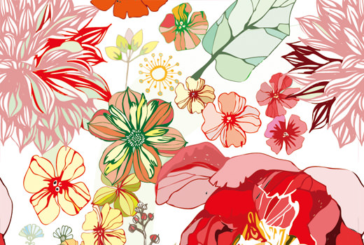 継ぎ目のないかわいい花柄レトロ Photoshop無料パターン8枚セット Photoshopvip