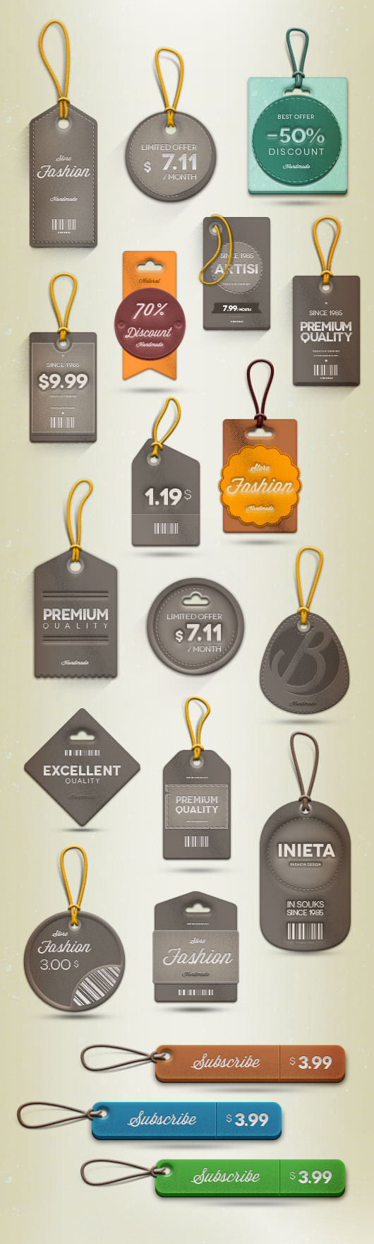 商用可 レザーテクスチャ採用のラベル タグ無料テンプレートpsd素材 Photoshopvip