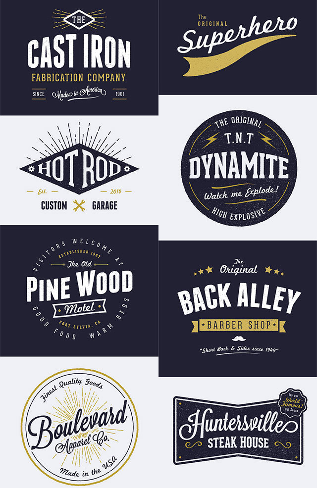 フリーフォントで編集自由 Illustrator無料ビンテージバッジ ロゴ作成キット Photoshopvip