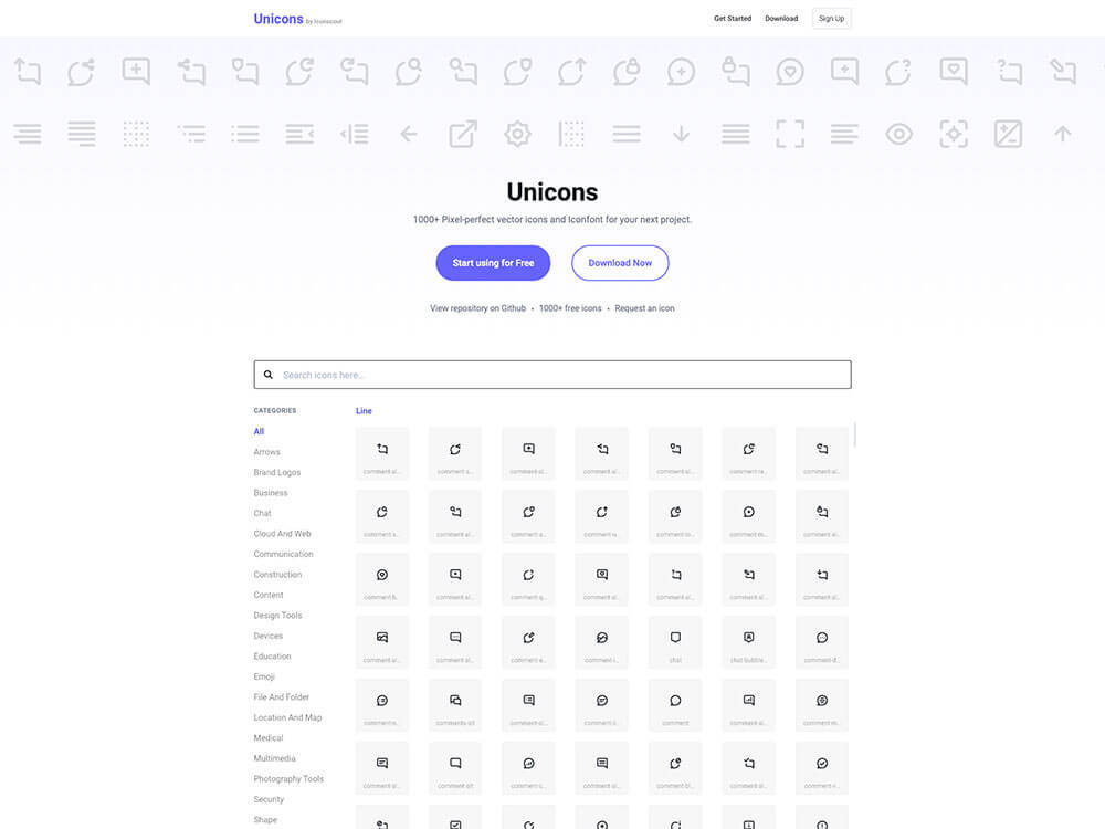 商用可で無料 シンプルで使いやすい1000 個のフリーアイコンをダウンロードできる Unicons Photoshopvip